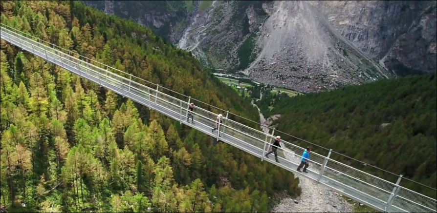 Самый длинный пешеходный мост Charles Kuonen bridge