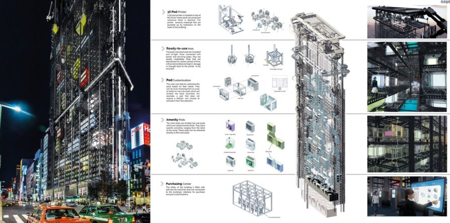 Небоскреб-торговый автомат раздает 3D-напечатанные квартиры